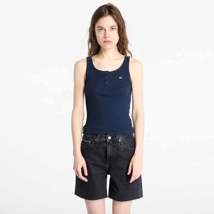 Tanktop Tommy Hilfiger Tommy Jeans Slim Fit Button Tank Top Mørkeblå | DW0DW19492 C1G
