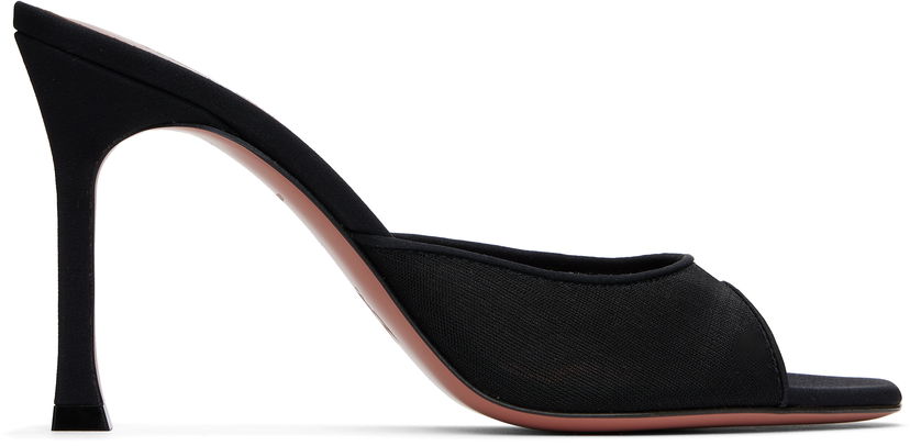Tilbehør Amina Muaddi Amina Muaddi Alexa Mesh Slipper 95 Heeled Sandals Sort | ALEXA MESH SLIPPER