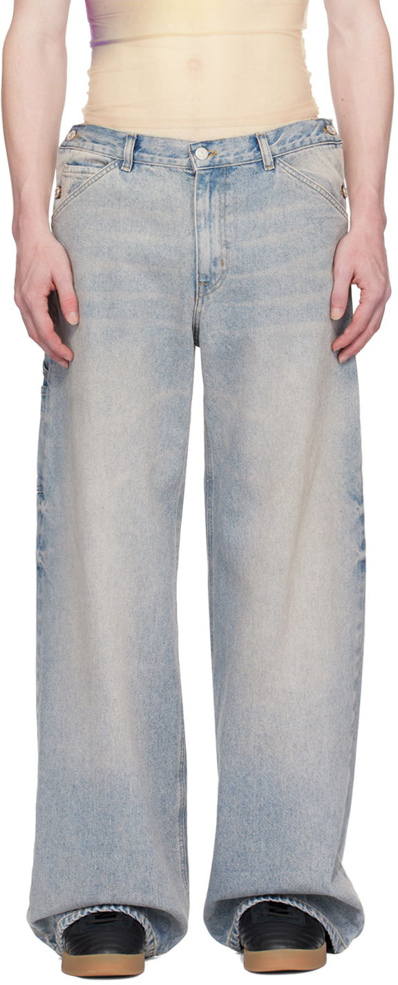 Jeans Courrèges Sailor Wide-Leg Jeans Blå | 124DPA188DE0016