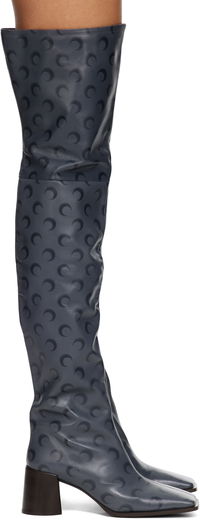 Airbrushed Leather Block High Boots