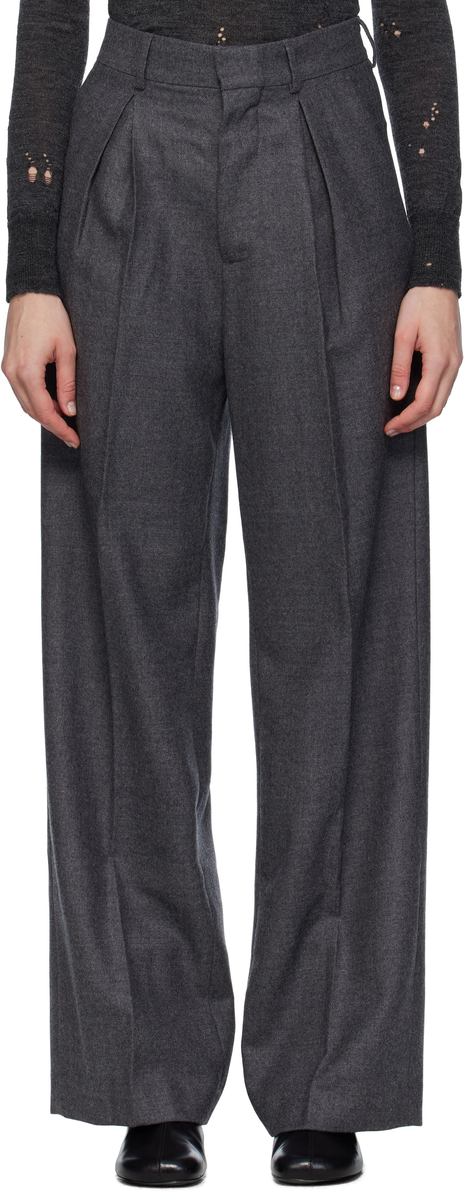 Bukser Maison Margiela MM6 Maison Margiela Tailored Wool Trousers Grå | S52KA0540 M35466, 0