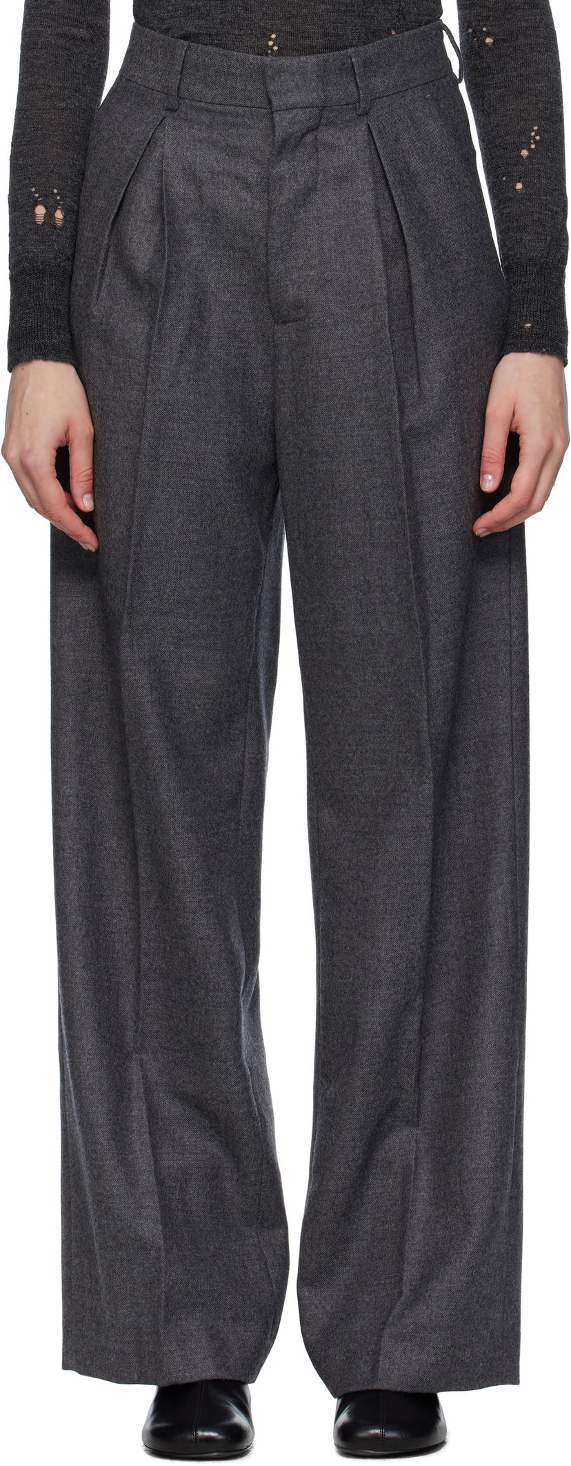 Bukser Maison Margiela MM6 Maison Margiela Tailored Wool Trousers Grå | S52KA0540 M35466