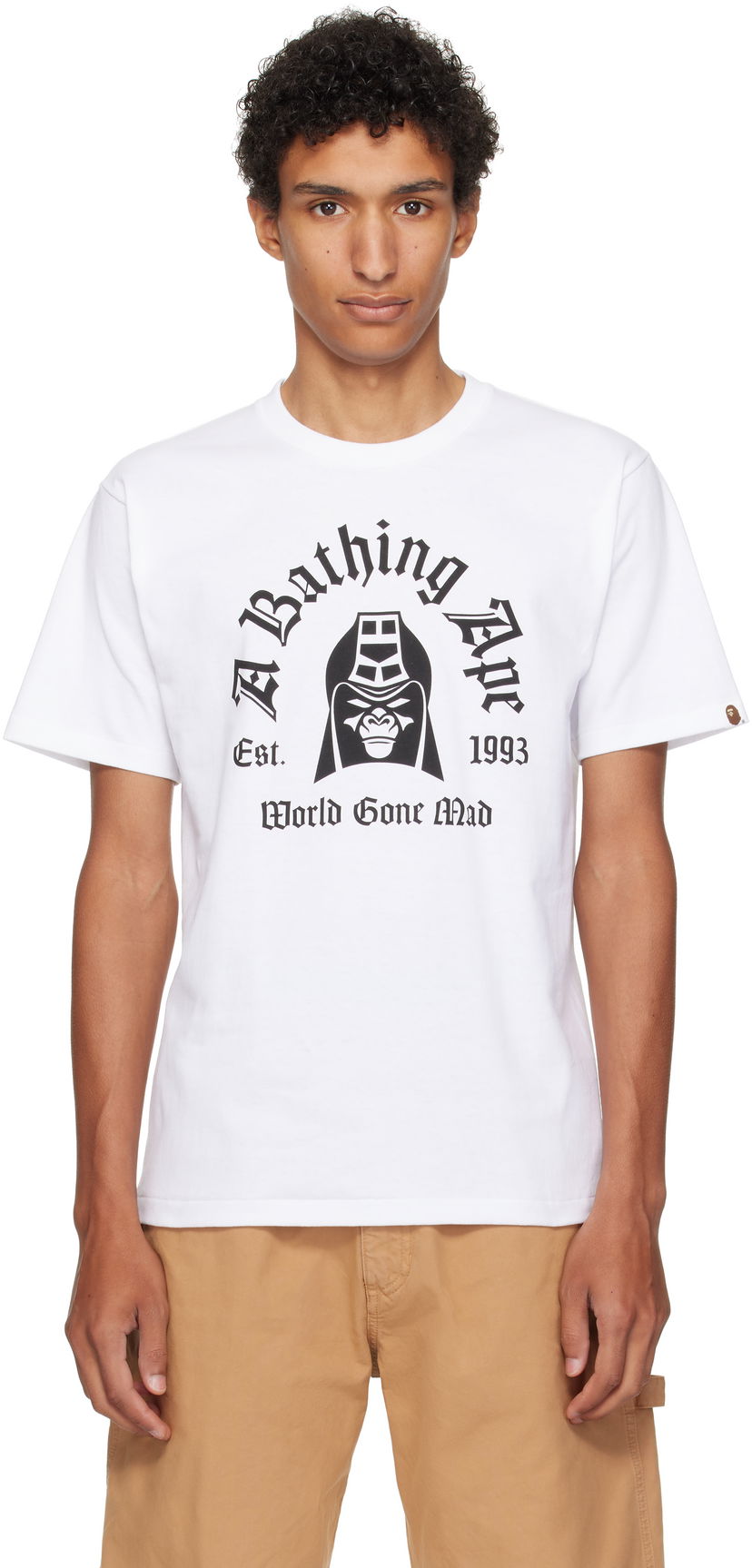 T-shirt BAPE Printed Mad General College T-Shirt Hvid | 001TEL301059M