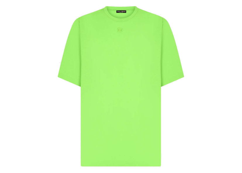 Jersey Dolce & Gabbana Technical Jersey Metallic DG Logo T-shirt Green Grøn | G8NV9ZHU7LCV3836