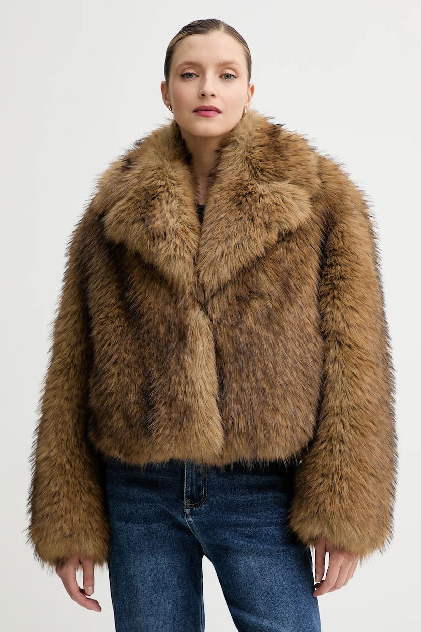Frakker STAND STUDIO Cropped Faux Fur Coat Samara Brun | 61701.9405