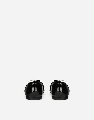Sneakers og sko Dolce & Gabbana Patent Leather Ballet Flats With Bow For First Steps Sort | D20093A483180999, 2
