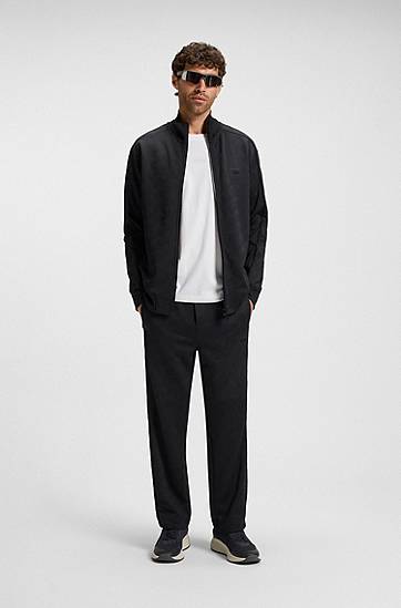 Sweatshirt BOSS Regular-fit zip-up sweatshirt with quilted jacquard Sort | 50549706, 1