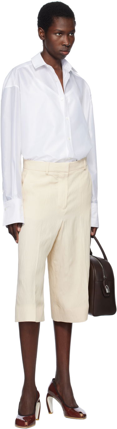Shorts Stella McCartney Stella McCartney Linen Culotte Shorts Beige | 640251STA49, 3