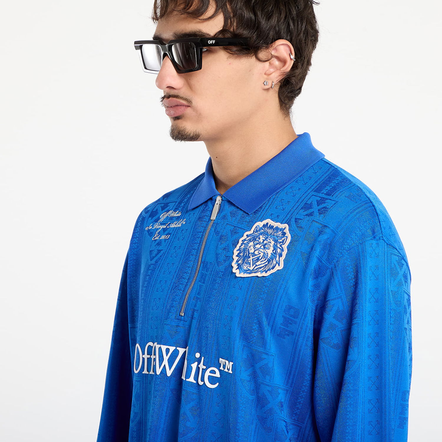 Polo skjorte Off-White Lion Nation Soccer L/S Polo Blå | OMAD00QF25JER0034601, 1