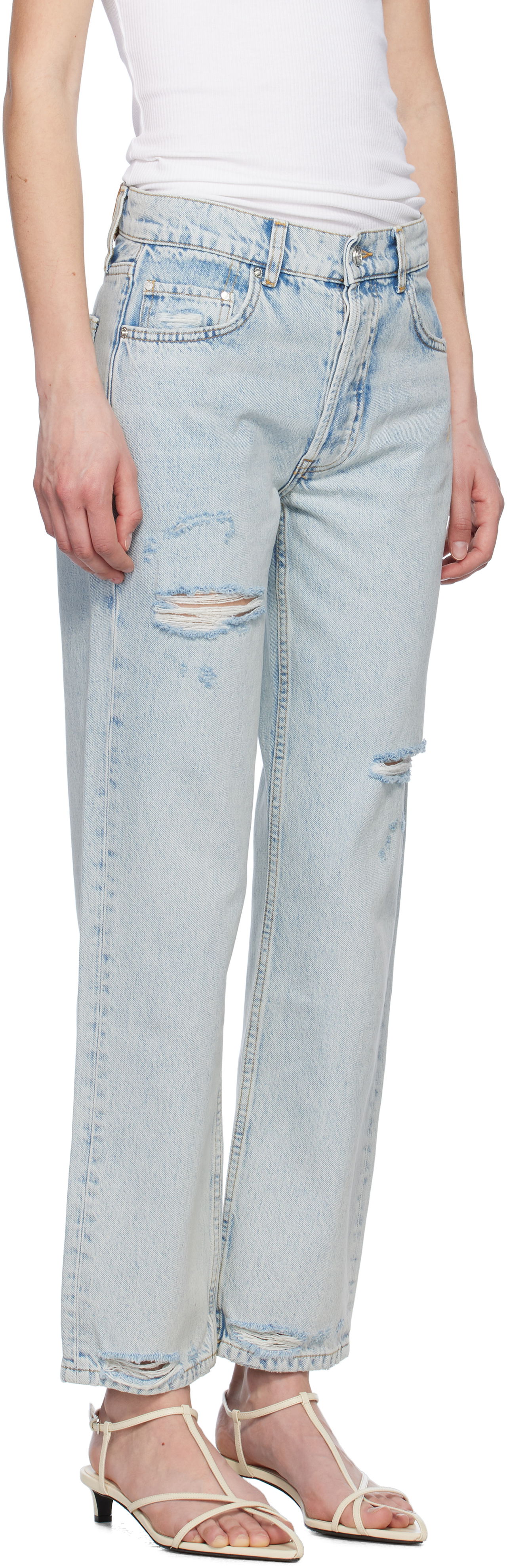 Jeans Anine Bing Anine Bing Kate Distressed Straight-Leg Jeans Blå | A-06-10615-WHD24, 1