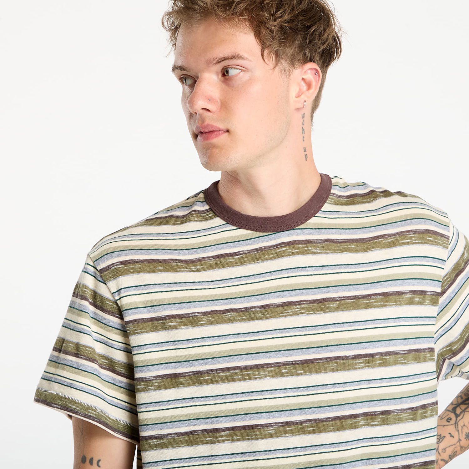 T-shirt Brain Dead Toni Stripe T-Shirt Olive/ Multi Grøn | BDS25T00004778GR26, 1