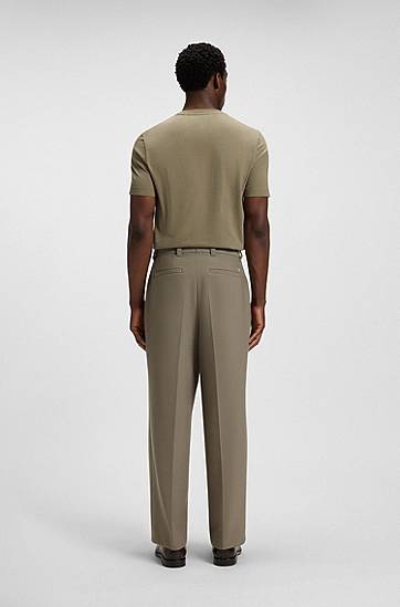 Bukser BOSS Relaxed Fit Double Pleat Trousers Grøn | 50551532, 1