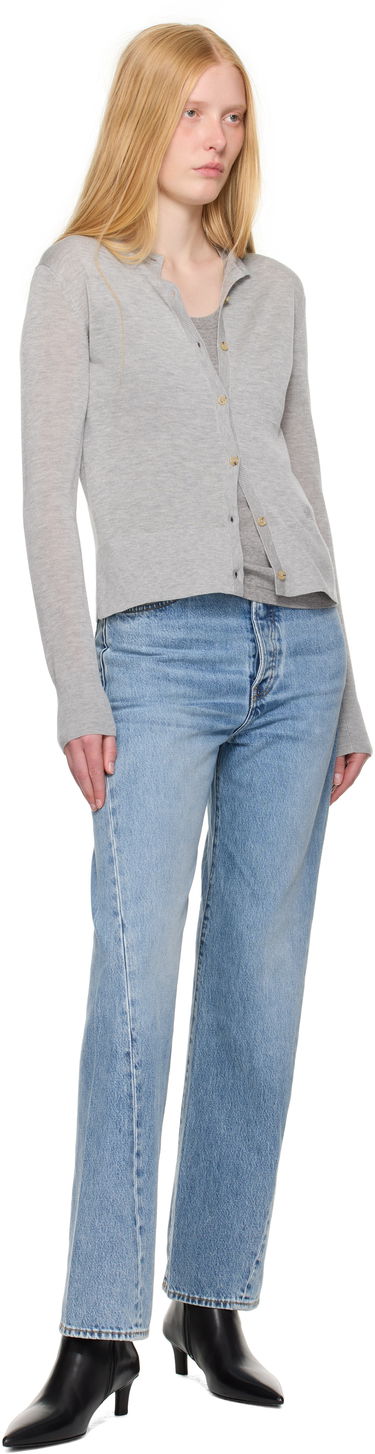Sweater TOTEME TOTEME Fine Knit Cardigan Grå | 243-WRT0329-YA0079, 3