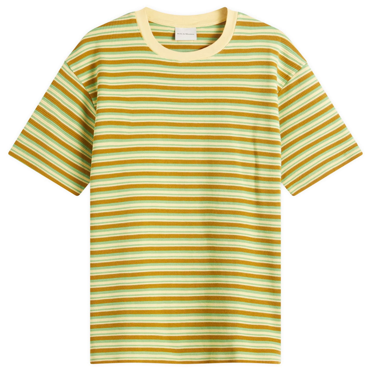 T-shirt Drôle de Monsieur Drôle de Monsieur Striped T-Shirt, Size Large Gul | G-TS245-CO203-MS, 1
