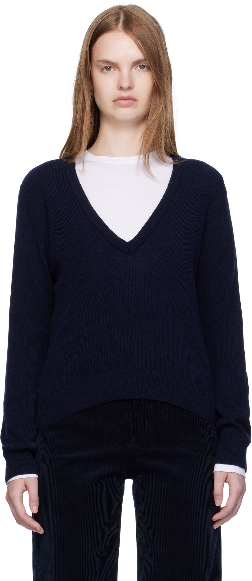 Sweater A.P.C. A.P.C. Anae V-Neck Sweater Mørkeblå | WOASA-F23429