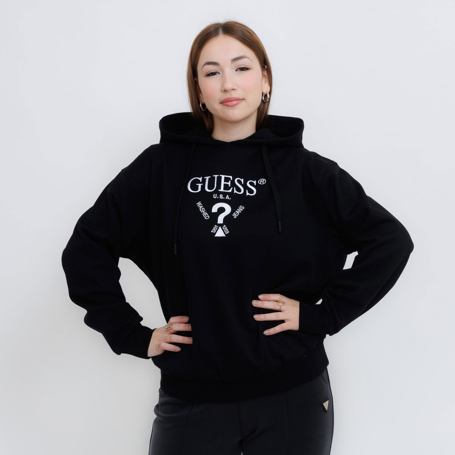 Sweatshirt GUESS Guess Roberta Hoodie Sort | V5RQ11KC3D2-JBLK, 0