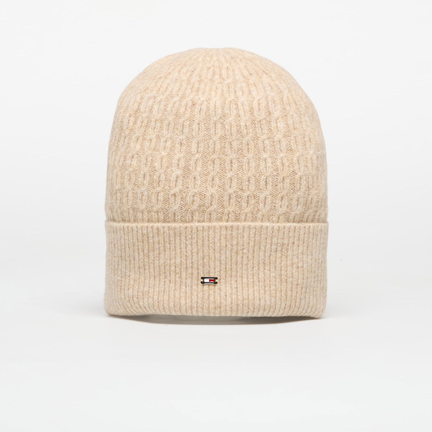 Beanie Tommy Hilfiger Tommy Hilfiger Cable Enamel Flag Beanie Beige | AW0AW17776 RBT, 0