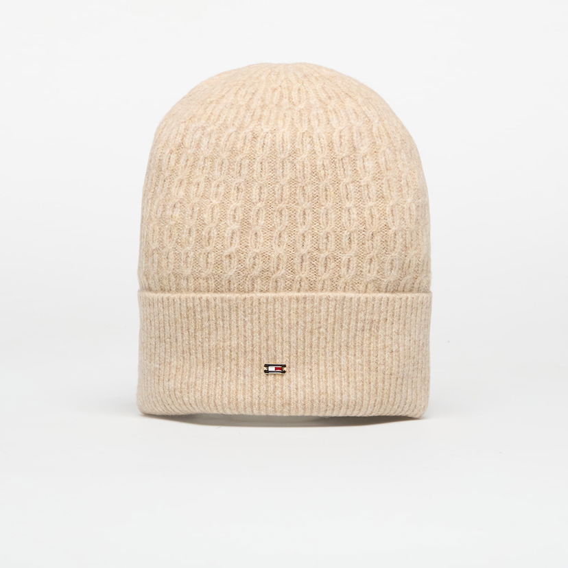 Beanie Tommy Hilfiger Tommy Hilfiger Cable Enamel Flag Beanie Beige | AW0AW17776 RBT