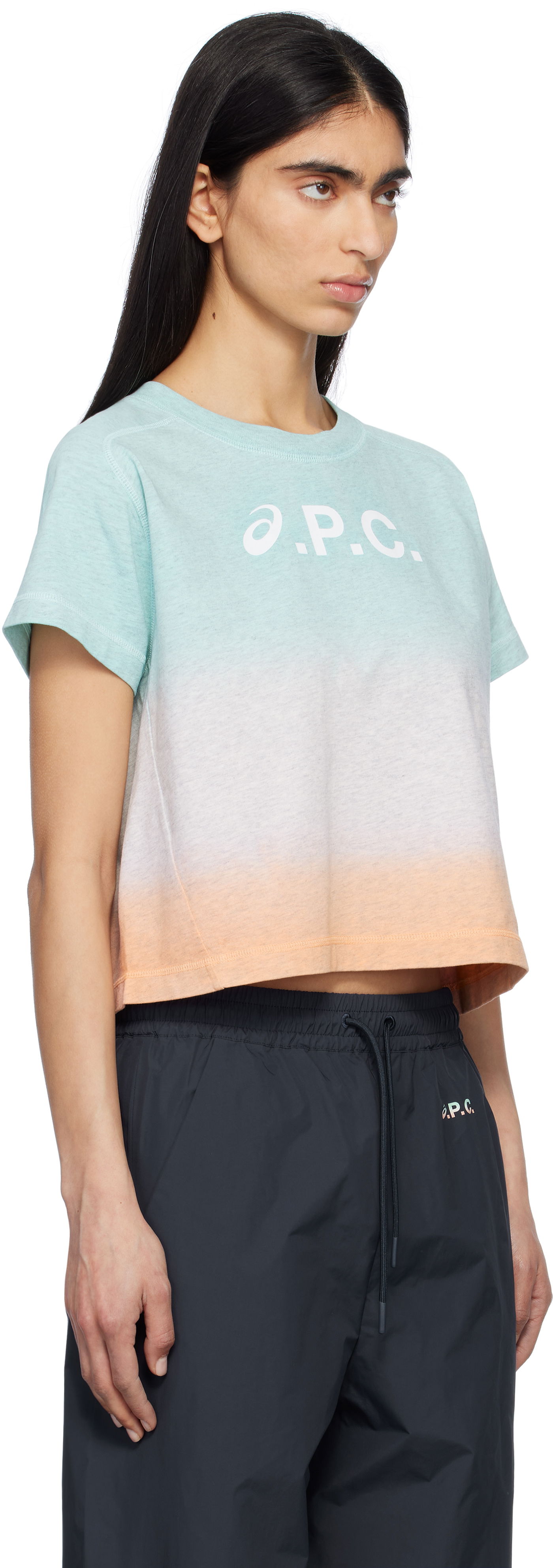 Crop top A.P.C. ASICS Edition Cloud Dip Dye Cropped T-Shirt by A.P.C. Turkis | COEAV-F26482, 1