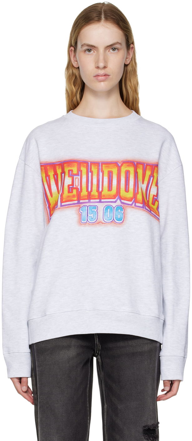 Sweater We11done We11done Crewneck Sweatshirt with Graphic Print Grå | WD-TS3-22-765-U-GY, 0