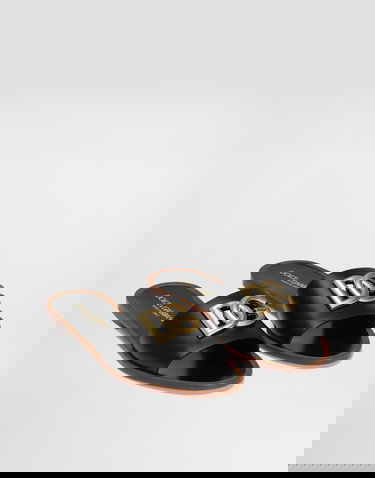 Tilbehør Dolce & Gabbana Dolce & Gabbana Calfskin Flat Slides With DG Logo Sort | CQ0619AW57680999, 1