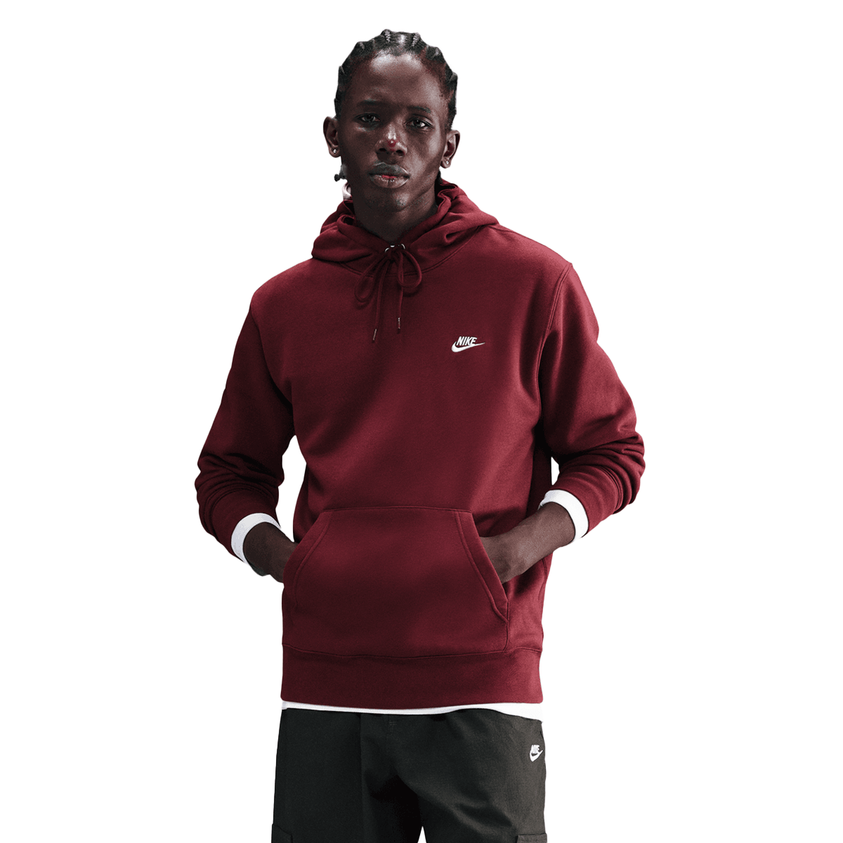Sweatshirt Nike CLUB Basic Pullover Hoodie with Front Pocket Bourgogne | FN3859-619, 0
