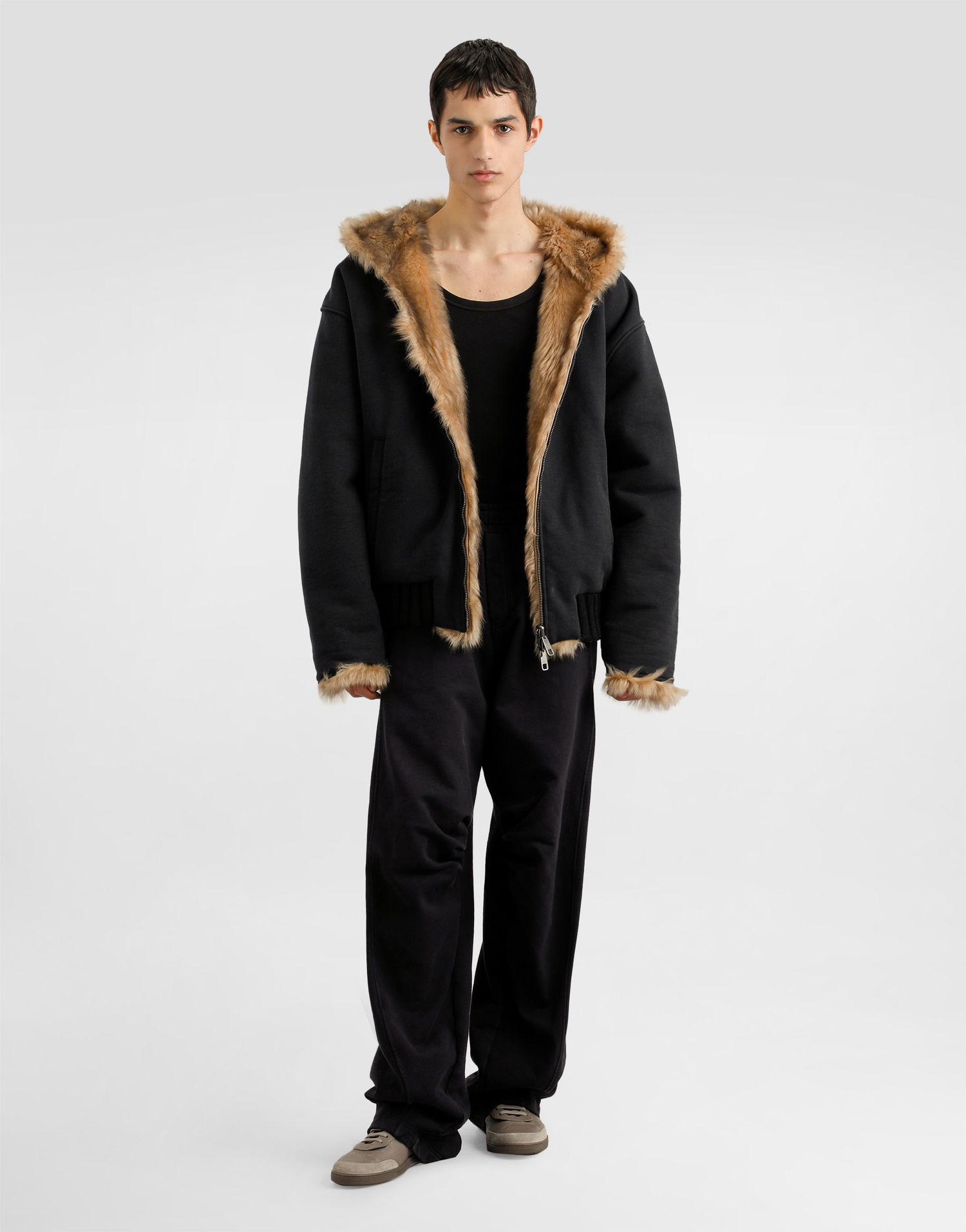 Sweatshirt Dolce & Gabbana Dolce & Gabbana Reversible Fur-Lined Hooded Sweatshirt Sort | G9BTXZG7PLJN0000, 1