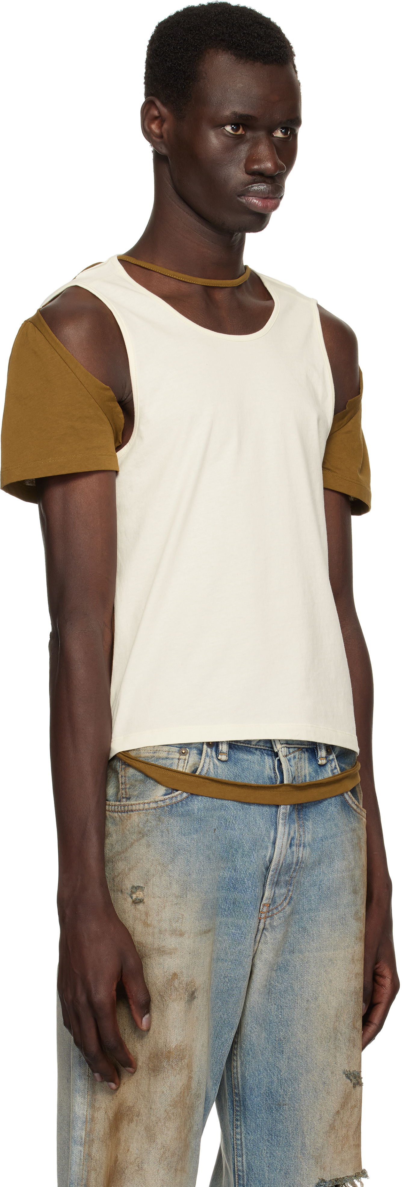 Tanktop Eckhaus Latta Eckhaus Latta Hugging T-Shirt Hvid | 1203-EL-PS25-C - COCONUT, 1