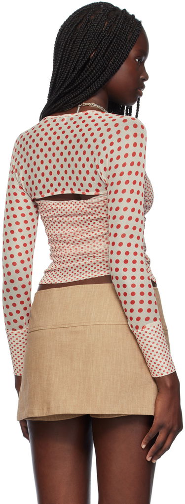 Nederdel Miaou Miaou Iris Polka Dot Long Sleeve T-Shirt Beige | 7112PM2WPD, 2