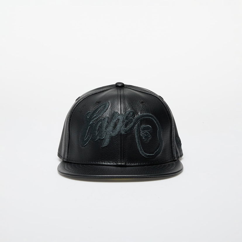 Kasket BAPE New Era x 59Fifty Leather Cap M Black Sort | 001CPK831901C BLK