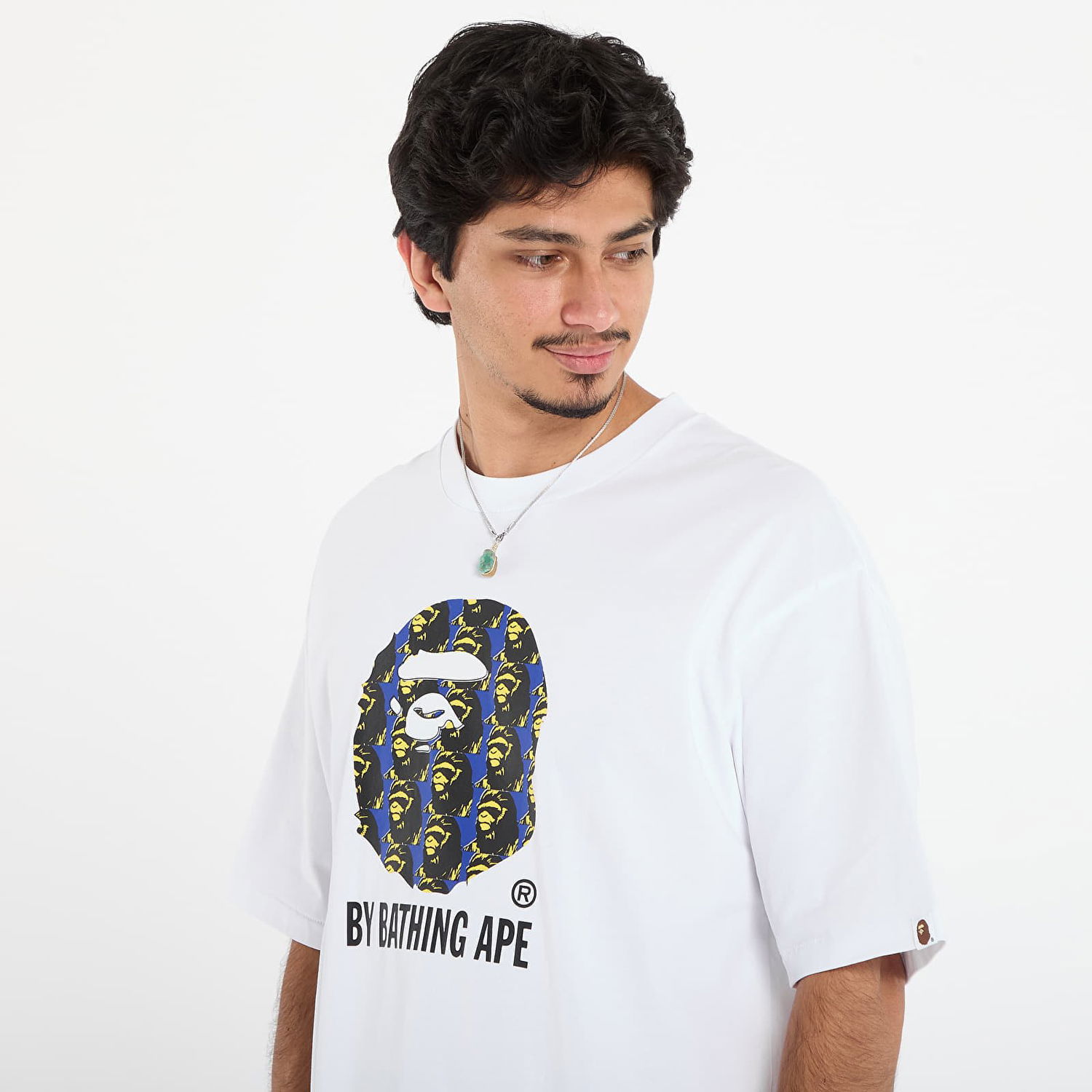 T-shirt BAPE Ape Head Pattern By Bathing Ape Relaxed Fit Tee Hvid | 001TEL801309MWHT, 1