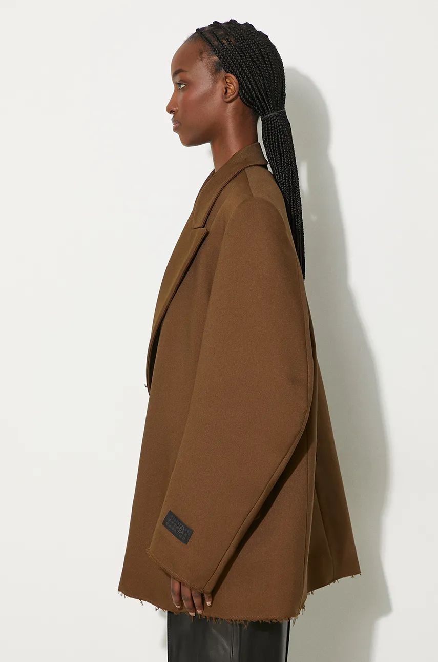 Jakke Maison Margiela Oversized Frayed Blazer Brun | S62BN0106.M35222, 1