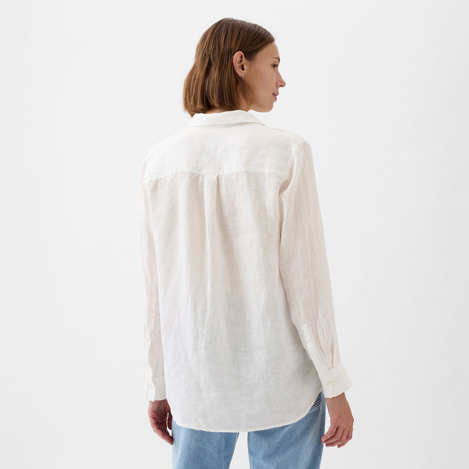 Skjorte GAP Linen Boyfriend Shirt New Off White Hvid | 875983-03, 1