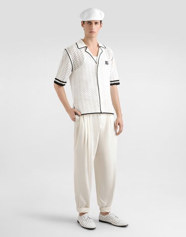 Skjorte Dolce & Gabbana Dolce & Gabbana Crochet Knitted Shirt Hvid | GXVD0ZJBCHEW1001, 1