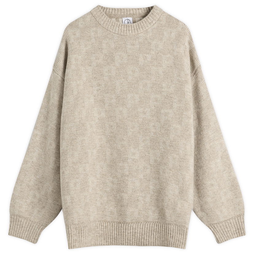 Sweater Polar Skate Co. George P Pattern Knit Jumper, Size Small Beige | PSC-F25-57-SND