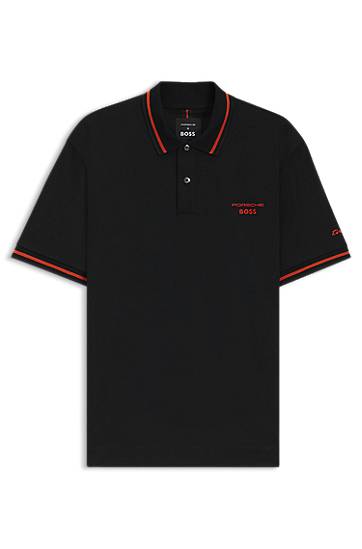 Polo skjorte BOSS Porsche x BOSS Cotton Polo Shirt with Moisture Control Sort | 50543257, 0