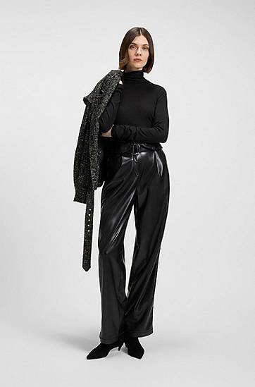 Sweater BOSS Stretch Jersey Rollneck Long-Sleeve Top Sort | 50548098, 1