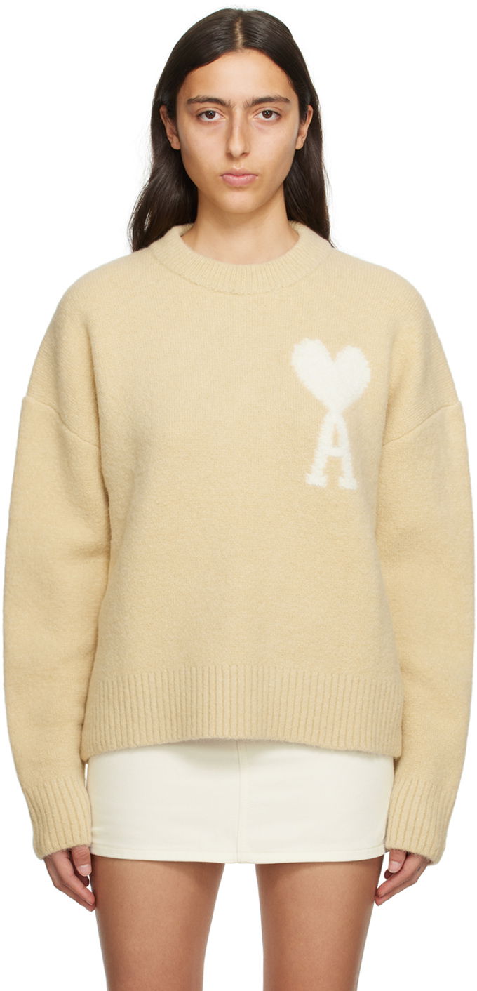 Sweater AMI Sweater Beige | UKS025.KN0032, 0