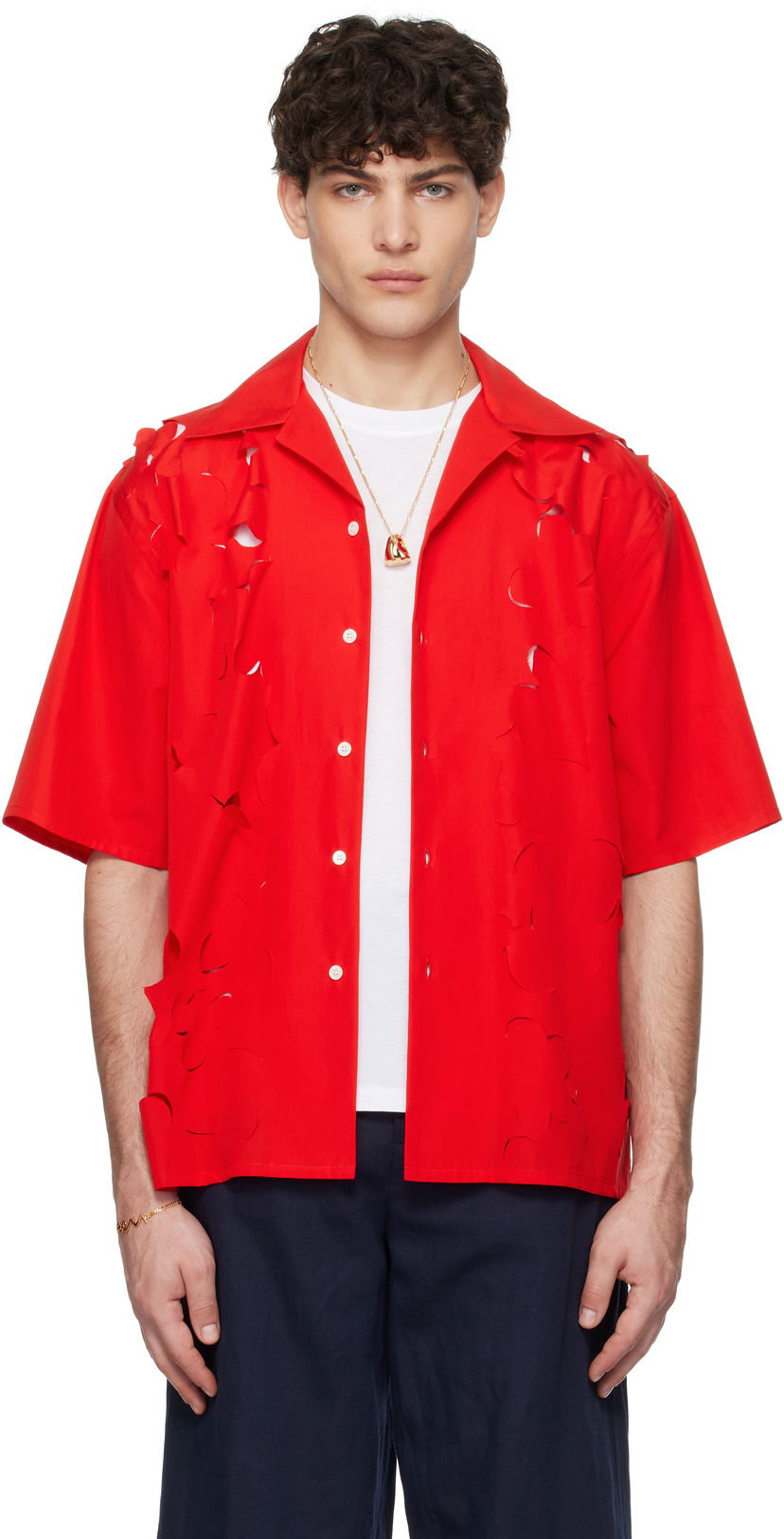 Skjorte Marni Marni Cut Out Bowling Shirt Rød | CUMU0342S0 USR013
