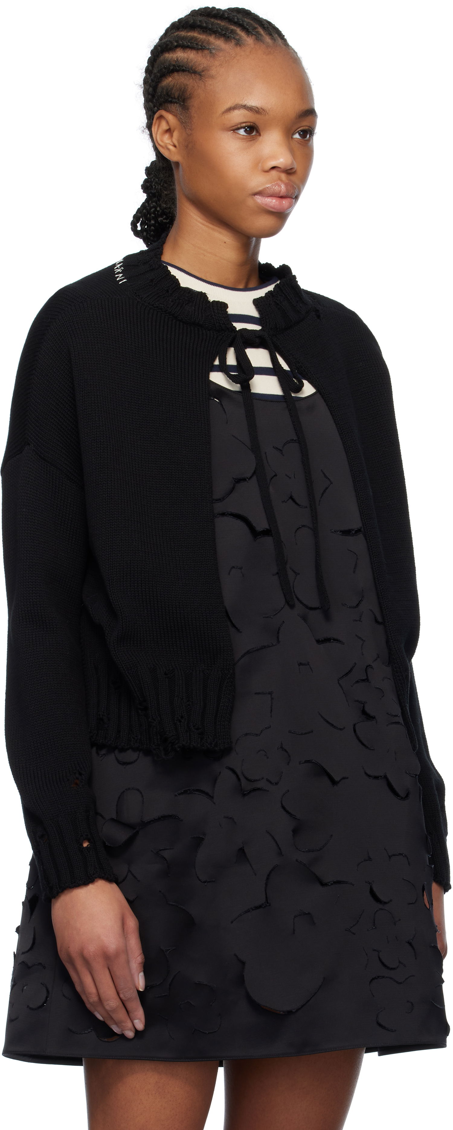 Sweater Marni Marni Worn Ribs Shrug Sweater Sort | GCMD0579A0 UFC652, 1
