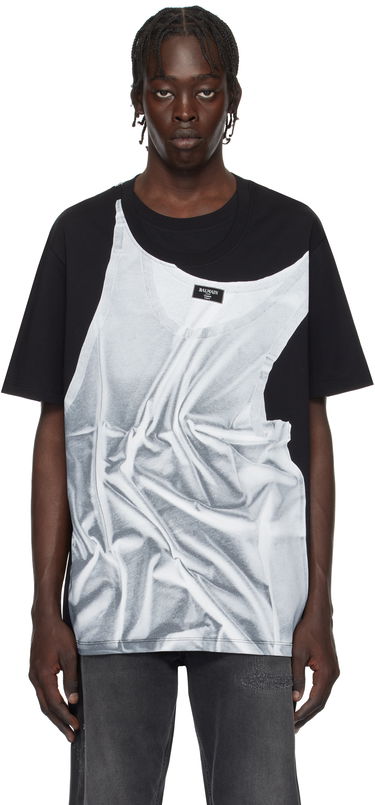 T-shirt Balmain Tank Top Print T-Shirt Sort | EH1EG028GE37, 0