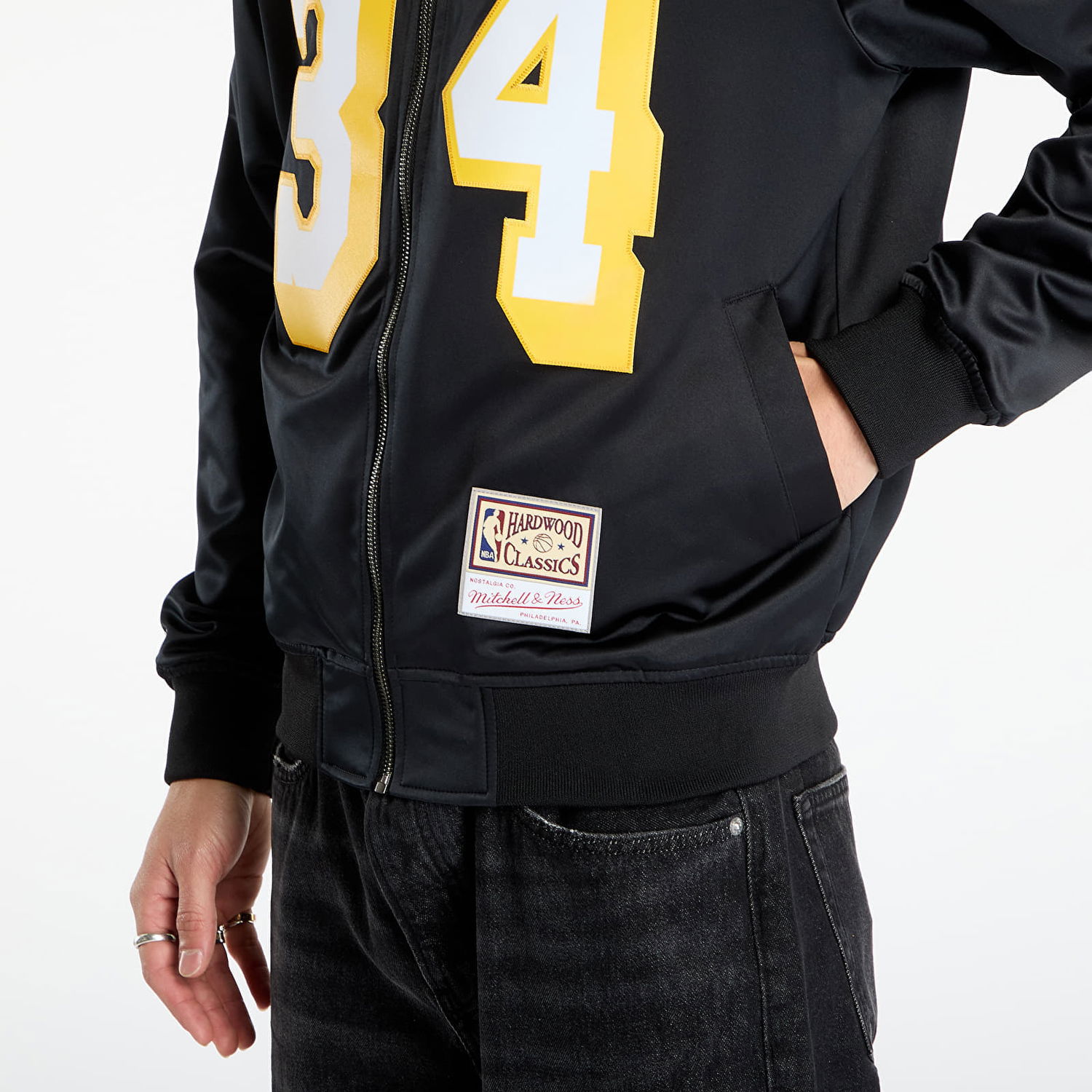 Bomberjakke Mitchell & Ness NBA Maxxed Out Lakers Shaquille O'Neal 34 Satin Jacket Sort | JK11279-LALBLCK, 1
