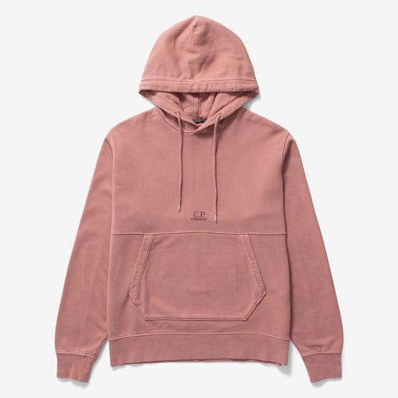 Sweatshirt C.P. Company Fleece Logo Hoodie Lyserød | 15CMSS009B-476, 0