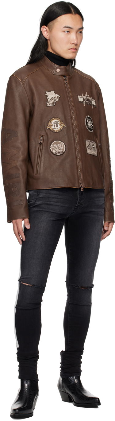 Bomberjakke AMIRI AMIRI Patch Racer Leather Jacket Brun | AMLTJT1021, 3