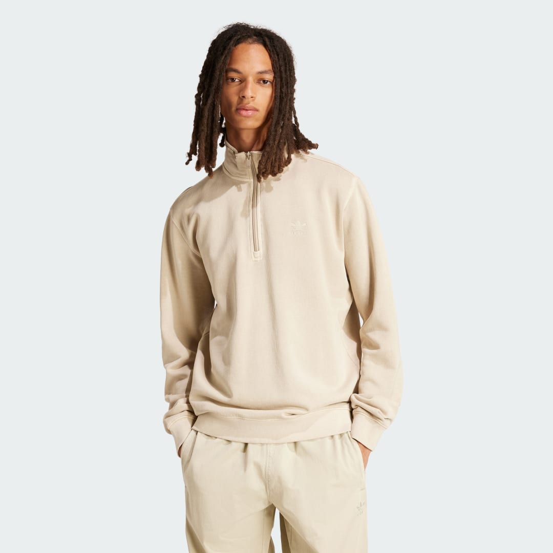 Sweatshirt adidas Originals Trefoil Essentials+ Dye Half Zip Crew Beige | IS1746, 0
