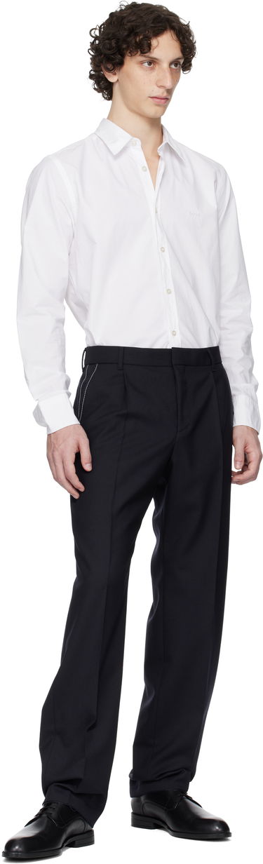 Bukser BOSS Relaxed-Fit Virgin Wool Trousers Mørkeblå | 50545809, 3