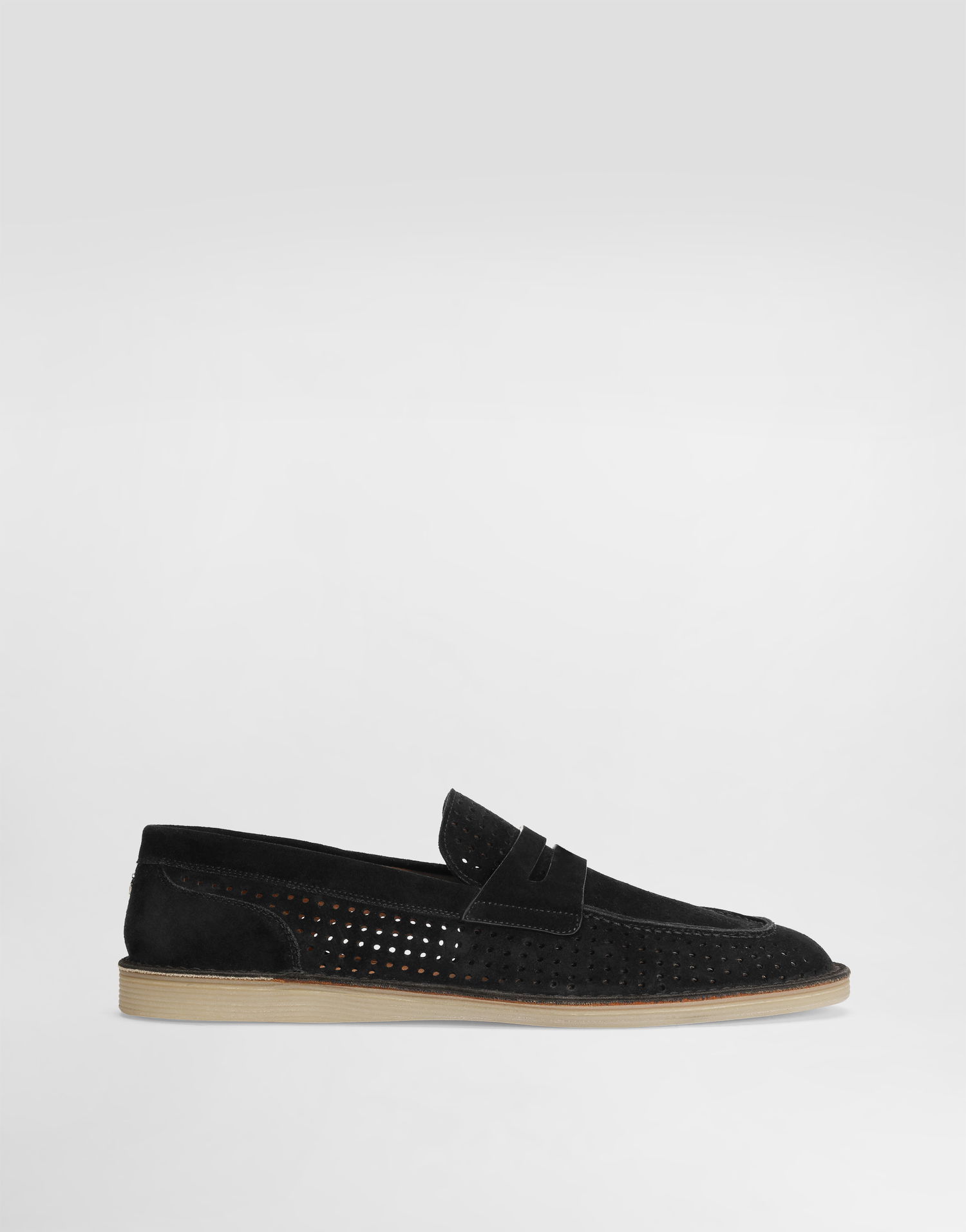 Tilbehør Dolce & Gabbana Dolce & Gabbana Perforated Suede Penny Loafers Sort | A50651A9T5980999, 0