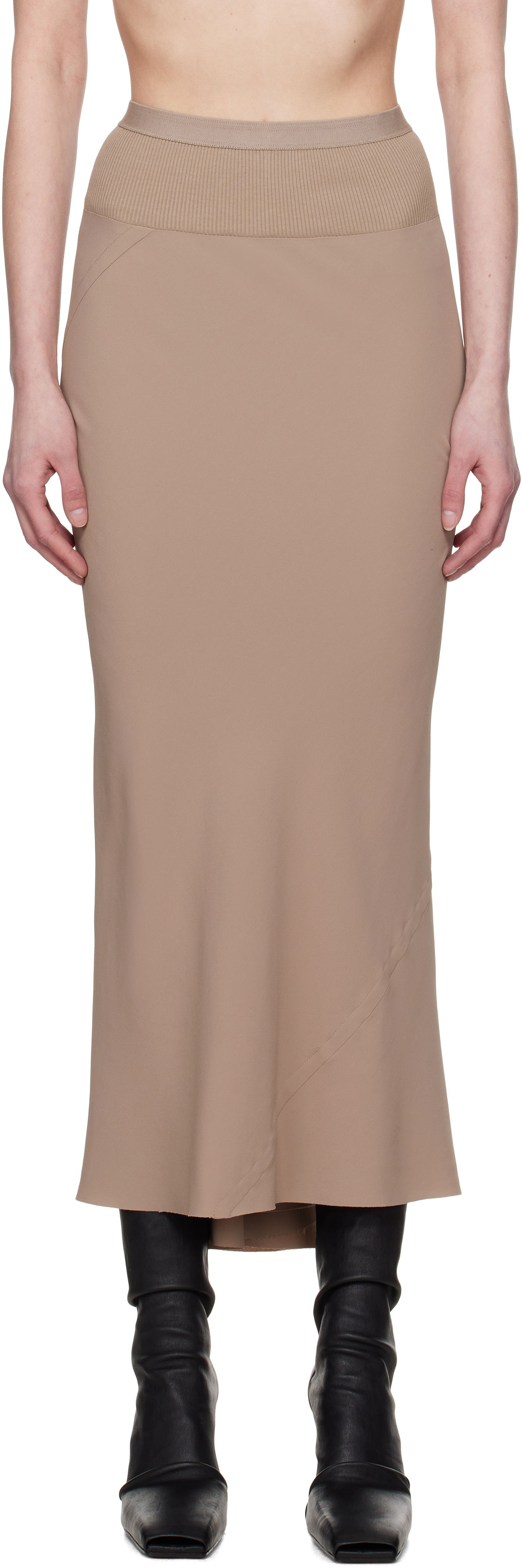 Nederdel Rick Owens Rick Owens Hollywood Calf Bias Maxi Skirt Beige | RP01E7334 CC, 0