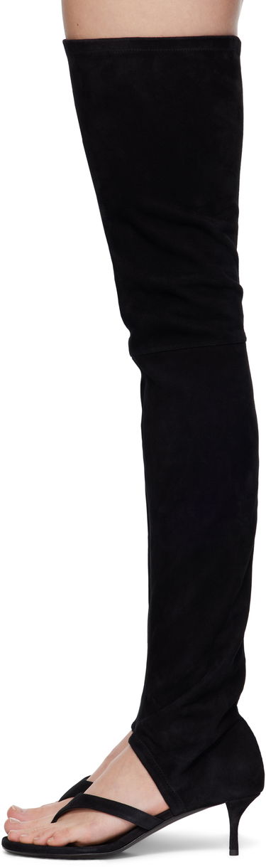 Tøj Alaïa ALAÏA Stretch Suede Tall Thong Boots Sort | AA3O057CK311, 2