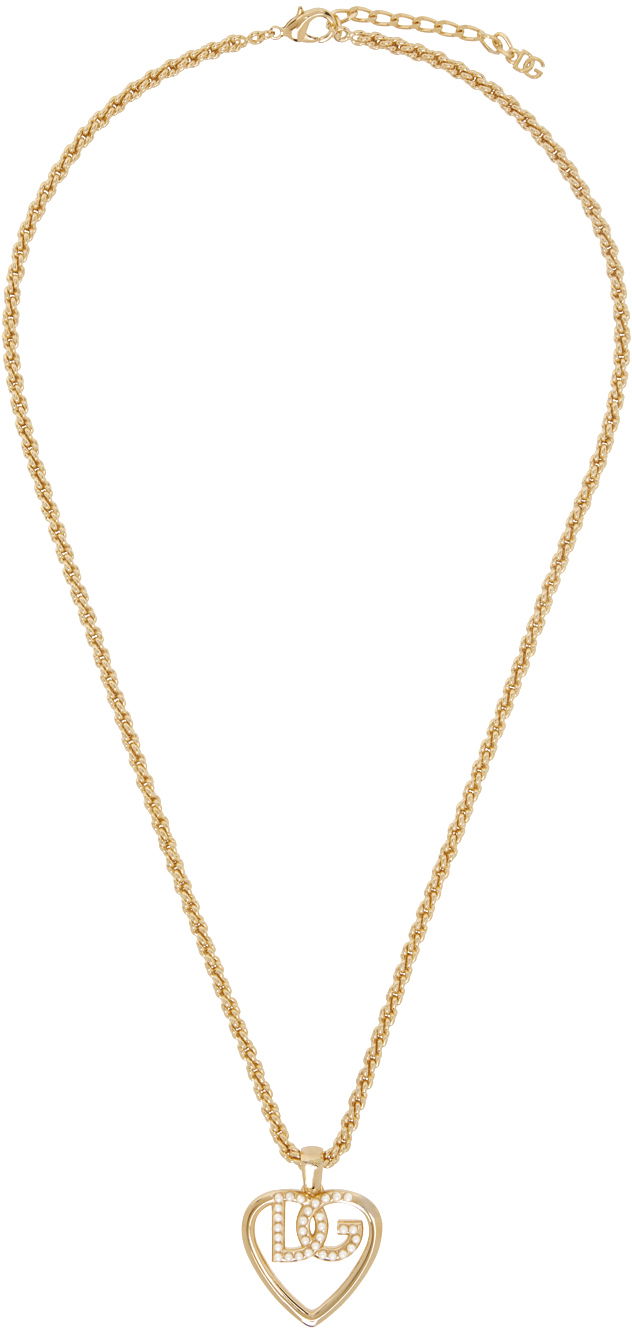 Halskæde Dolce & Gabbana Dolce&Gabbana Heart 'DG' Pendant Necklace Metalisk | WNQ6L4 W1111